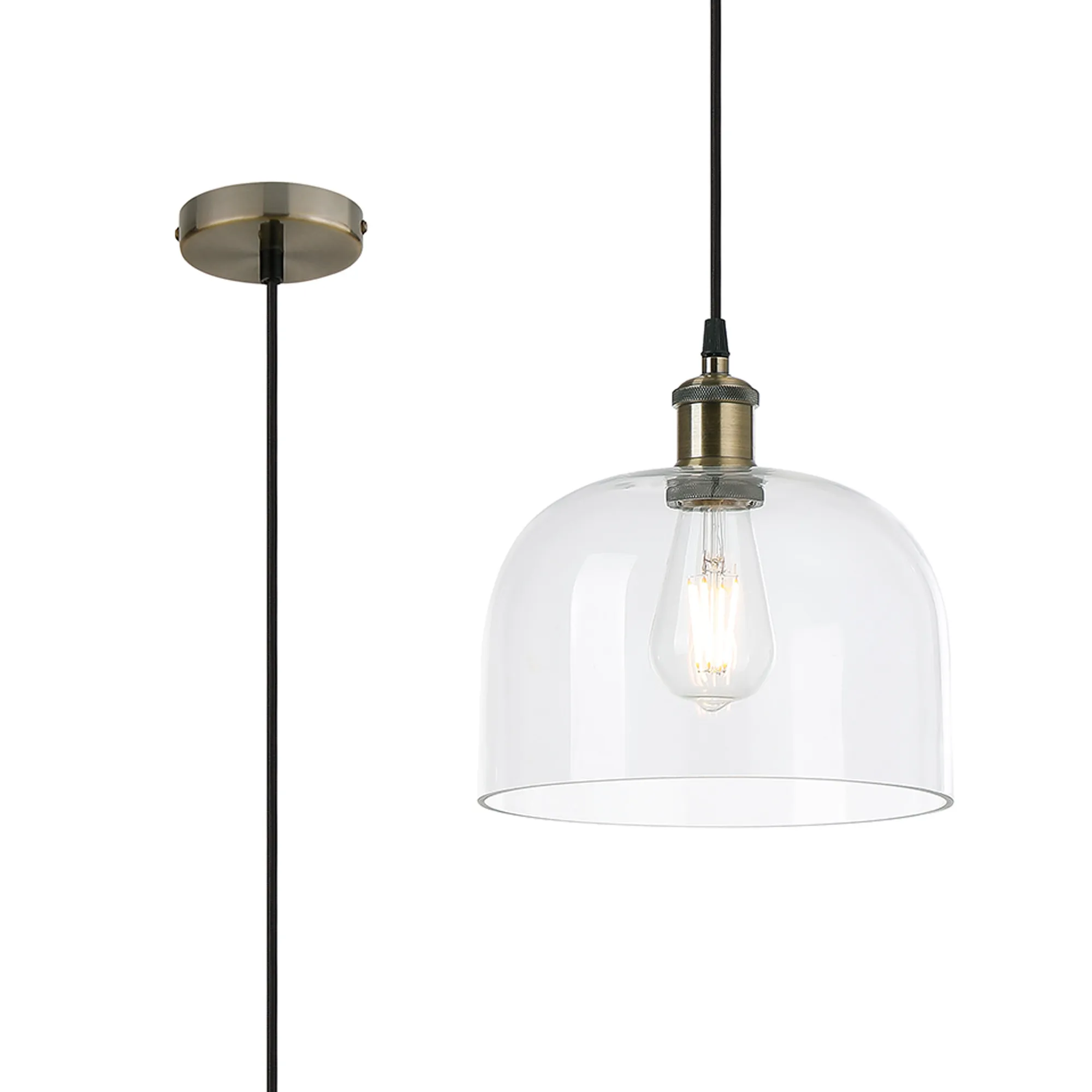 Cawdor Antique Brass Ceiling Lights Deco Single Pendant